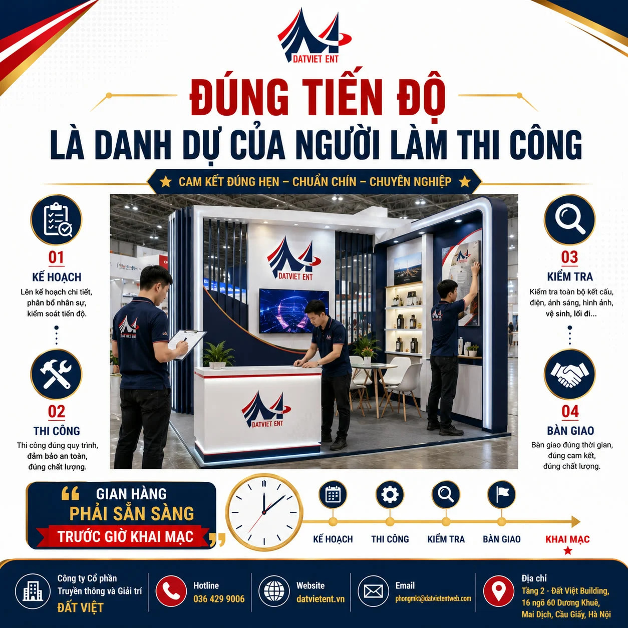 Quy trình 4 bước đảm bảo gian hàng bàn giao đúng tiến độ trước giờ khai mạc